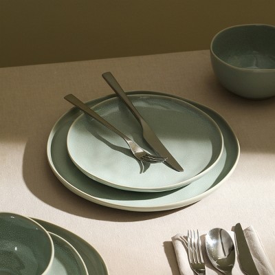 Mirella Light Green Ceramic 12-Piece Dinnerware Set, Service for 4