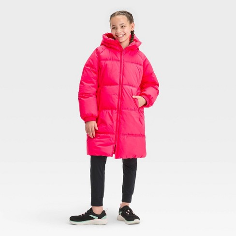 Girls' Quilted Fleece Jacket - All In Motion™ Pink Xl : Target