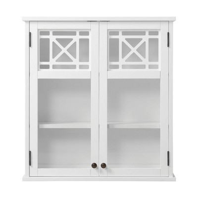 27 X29 Derby Wall Mounted Bath Storage Cabinet With Glass Doors White Alaterre Furniture Target - White Wall Unit With Glass Doors