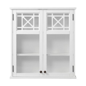 27"x29" Derby Wall Mounted Bath Storage Cabinet with Glass Doors White - Alaterre Furniture - 1 of 4