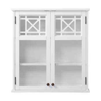 27"x29" Derby Wall Mounted Bath Storage Cabinet with Glass Doors White - Alaterre Furniture