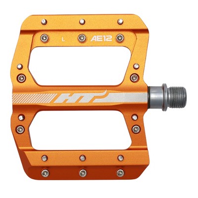 HT AE12 BMX Platform Pedals 9/16" Axle Aluminum Body 20 Replaceable Pins Orange