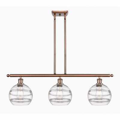 Rochester - 3 Light Stem Hung Island In Industrial Style-10.38 Inches Tall and 36 Inches Wide