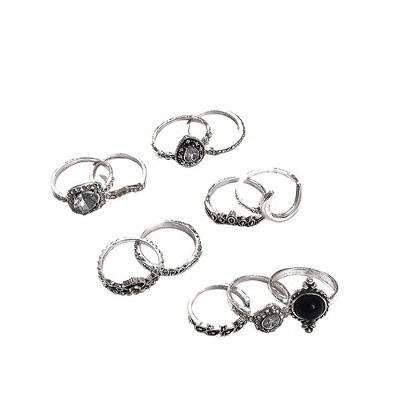 SOHI Women's Silver Oxidised Multi-Layer Ring