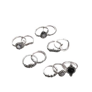 SOHI Women's Silver Oxidised Multi-Layer Ring - 1 of 3