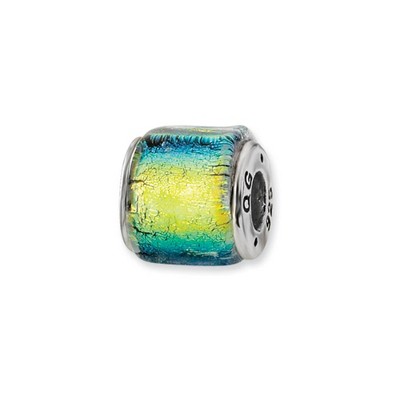 Black Bow Jewelry Yellow Hued Dichroic Glass Sterling Silver Bead Charm