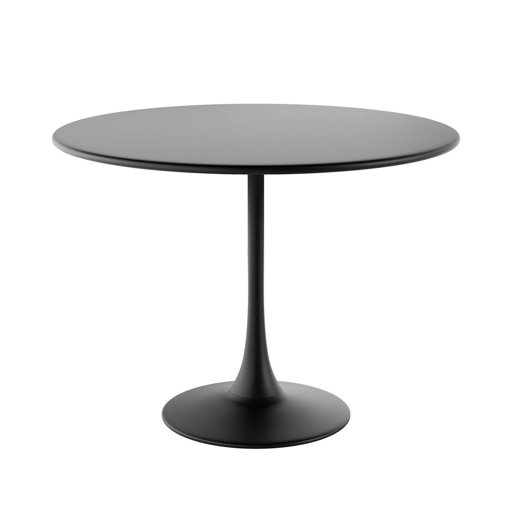 Jamesdar Kurv Bistro Dining Table Black: 39" Round Steel Table, Space-Saving, Modern Design, Indoor/Outdoor Use