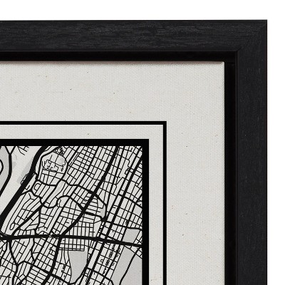 New York City Modern Map Framed Canvas Print, 36" x 27"