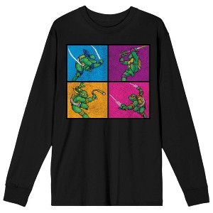 TMNT Four Square Fighters Women's Black Long Sleeve Shirt - 1 of 3