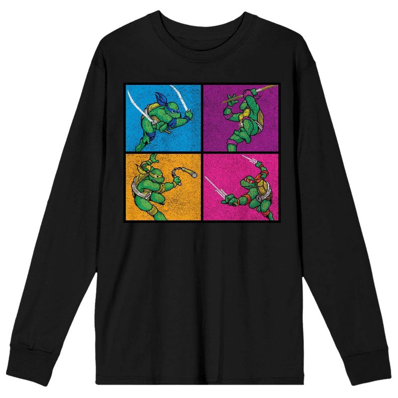 TMNT Four Square Fighters Women's Black Long Sleeve Shirt, 1 of 4