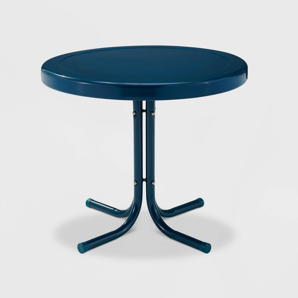 Photos - Garden Furniture Crosley Retro Metal Patio Side Table Navy Gloss 