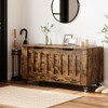 Wooden shoe changing stool，Storage Chest with 4 Wheels,  Storage Trunk with 2 Safety Hinges, Round Corner,  for Entryway, Living Room - 3 of 4