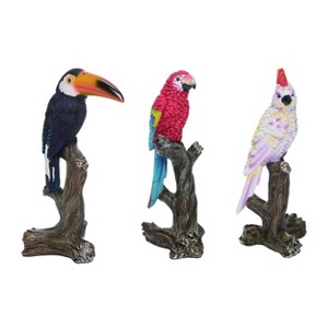 Transpac Resin Exotic Rainforest Bird Figurines Set of 3 Home Tabletop Mantel Decorations - 1 of 1