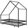 Vynxaria Twin Size Metal House Bed with Trundle - Stylish & Space-Saving Solution - 3 of 4