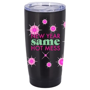 100 North 20 Ounce Stainless Steel On the Go Travel Tumbler With Push Top Lid, New Year Same Hot Mess Black - 1 of 4