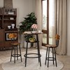 NicBex 3-Piece Counter Height Dining Set, Round Bar Table Set, Small Dining Table with 2 Stools for 2, Kitchen Table Set with Metal Frame - 3 of 4