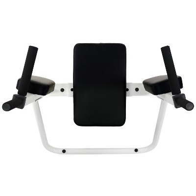 Ultimate Body Press DSVKR-W Stable Heavy Duty Home Gym Exercise Fitness Equipment Wall Mounted Dip Station with Vertical Knee Raise Stand, White