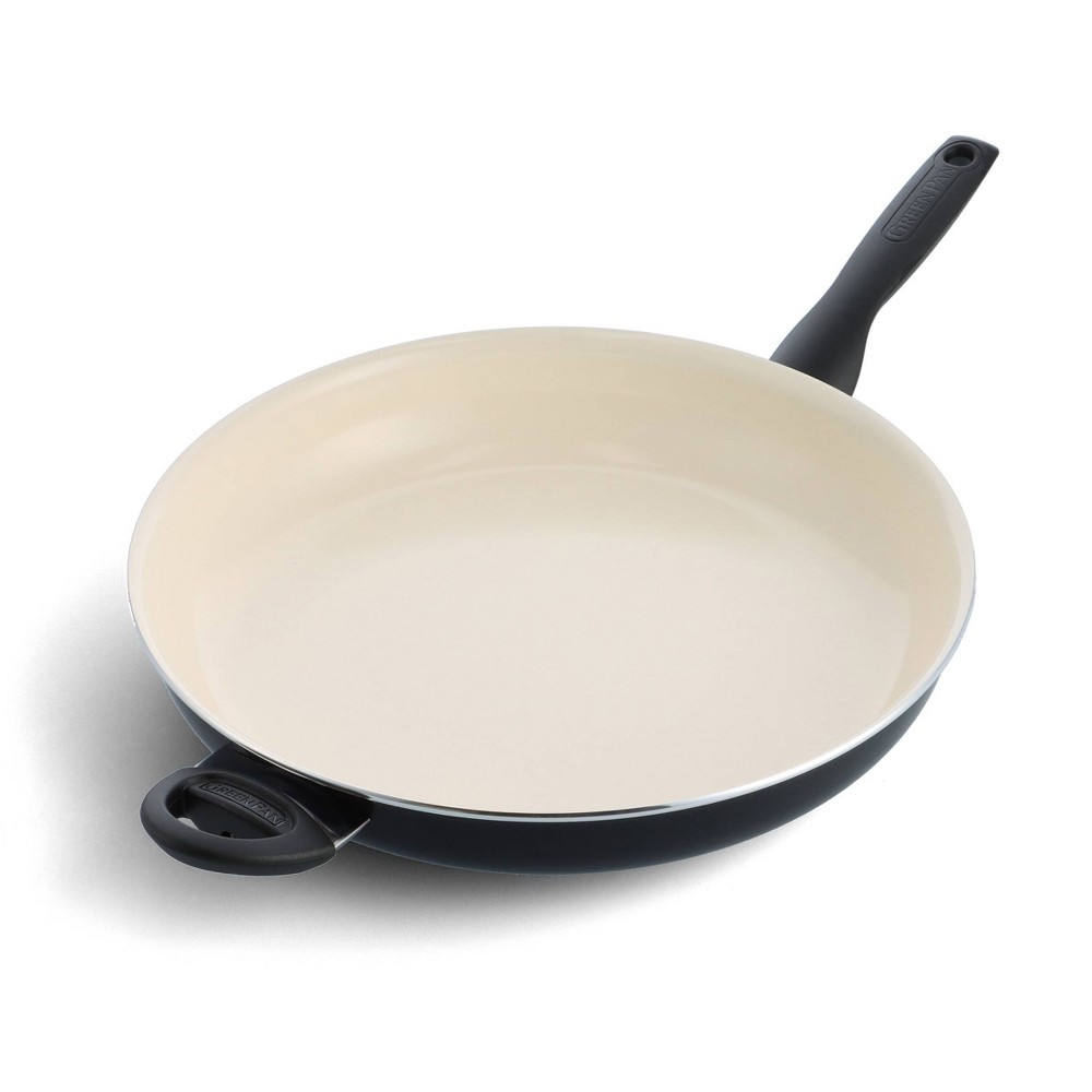 GreenPan Rio 13.5 Ceramic Nonstick Great Big Frypan with Helper Handle Black