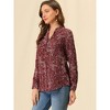 Allegra K Women's Floral Loose V Neck Long Sleeve Button-Up Shirt - 4 of 4