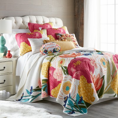 Grandiflora Multicolor Cotton Twin Quilt and Sham Set