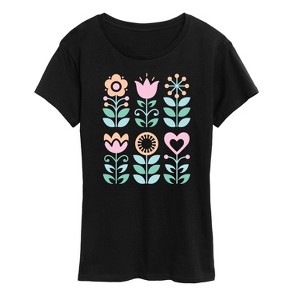 Women's - Instant Message - Scandinavian Flowers Short Sleeve Graphic T-Shirt - 1 of 4