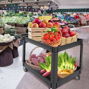 2-Tier Heavy-Duty Utility Cart – 500 lb Capacity, 360° Swivel Wheels ...