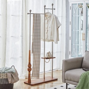 KWPZQEB Freestanding Coat Rack, Industrial Coat Rack with 2 Rod & Storage Tray, Double Layer Hanger for Bedroom, Hallway, Entrance - 1 of 4