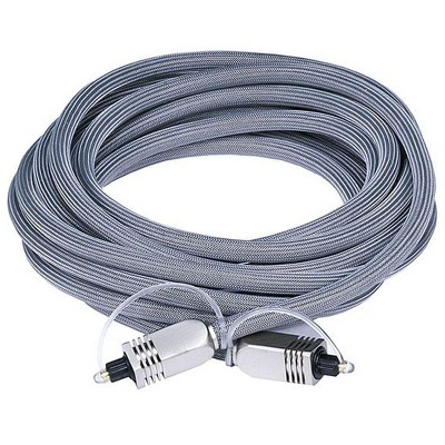 Monoprice Premium S/PDIF (Toslink) Digital Optical Audio Cable - Silver - 15 Feet | Heavy Duty Mesh Jacket, Metal Connector Heads, For Play Station,
