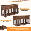 58 Inch Large Dog Crate Furniture - 2-Room Wooden Dog Kennel w/ Openable Divider, Crate TV Stand End Table w/Storage Drawers - 3 of 4
