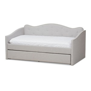 Twin Kaija Modern and Contemporary Fabric Daybed with Trundle Gray - Baxton Studio: Elegant Design, Nailhead Trim, No Box Spring Needed - 1 of 4
