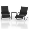 3-Piece Outdoor Rocking Chair Set - Patio Lawn Rockers with Coffee Table & Headrests, All-Weather Black Wicker Furniture - 2 of 4