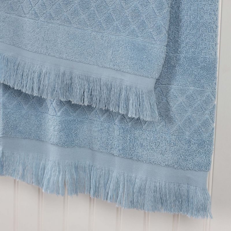 Cotton Geometric Jacquard Plush Soft Absorbent 9 Piece Towel Set by Blue Nile Mills, 4 of 9