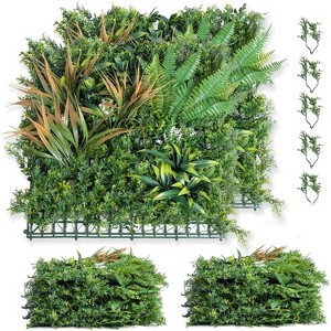 GAOMON Artificial Grass Wall Panels,20 in x 20 in Artificial Plant Wall Panels Fake Greenery Leaf Hedge for Outdoor,Indoor - 1 of 4
