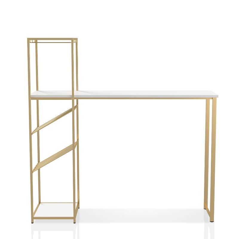 Bennis Bar Table with Wine Shelves High Gloss White/Gold Coated - HOMES: Inside + Out, 4 of 6