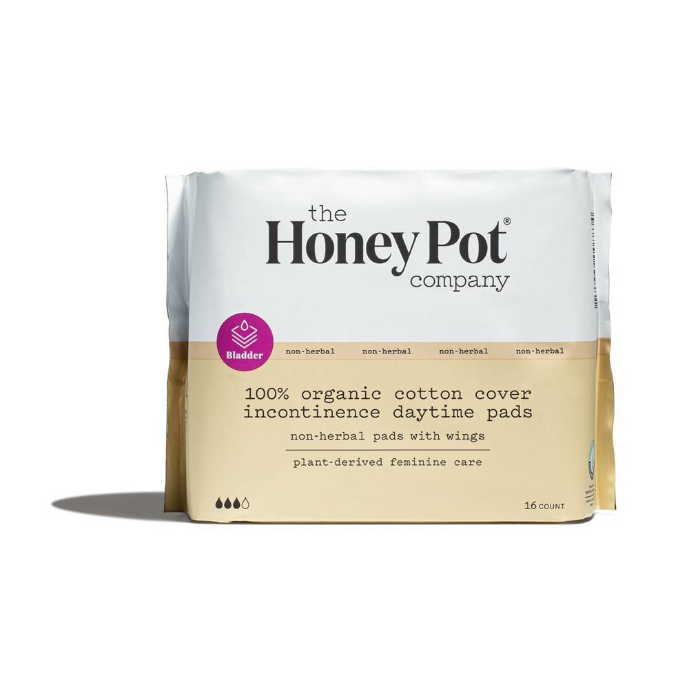 The Honey Pot Company, Non-Herbal Daytime Incontinence Pads with Wings, Organic Cotton Cover - 16ct