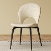 Modern Dining Chairs Set of 2, PU-Leather Chairs with Metal Legs and Backrest, 2 Seater Modern Desk Chair for Living Room-Coolbibila - 2 of 4