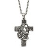 Chisel Stainless Steel Antiqued and Polished Jesus Cross Pendant on a 25.5" Cable Chain Necklace - 2 of 2