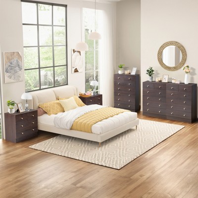 KTMBDW Modern 4 Drawer Dresser, Chest of Drawers for Bedroom, Storage Cabinet Dresser Organizer Unit with Handle for Living Room, Hallway