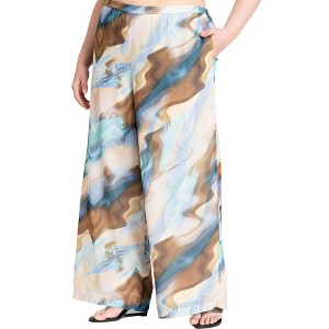ELOQUII Women's Plus Size Wide Leg Printed Chiffon Pant - 1 of 4