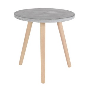 Wood Fiber Clay Patio Accent Table - Olivia & May: Round Concrete Top, Fade-Resistant, Outdoor Pedestal Design - 1 of 3