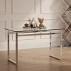 INFURNIC Desks Modern Glass Dining Table with Metal Legs Stylish Contemporary Desk for Living Room, Silver , 51"*27.5"*29.5" - 3 of 4