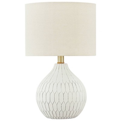 Wardmont Ceramic Table Lamp White - Signature Design by Ashley: Antique Finish, Drum Shade, UL Listed