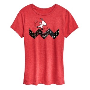 Women's - Peanuts - Snoopy Skating Pattern Short Sleeve Graphic T-Shirt - 1 of 4