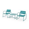 3-Piece Outdoor Patio Chat Set, Modern Slatted Chairs and Metal Side Table with Matte Black Finish, Balcony Conversation Seating -The Pop Home - 3 of 4