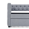Kumasinova Modern Eucalyptus Wood Daybed with Twin Trundle Bed,Soft Linen Upholstered Sofa Bed with Tufted Framed Sides,300lbs Max - 4 of 4