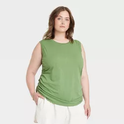 Women's Plus Size Ruched Tank Top - Universal Thread™ Green 4X