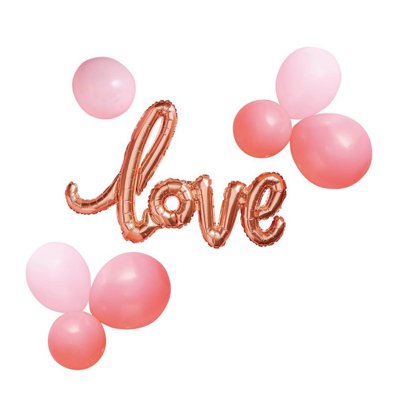 Foil + Latex Love Script Balloon Pack Assorted Pinks - Spritz&#8482;, 1 of 9