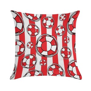Red White Nautical Lifebuoys Striped Pillow Covers 18x18 Decorative Throw Pillows Soft Square Cushion Covers for Couch Sofa Bedroom - 1 of 1