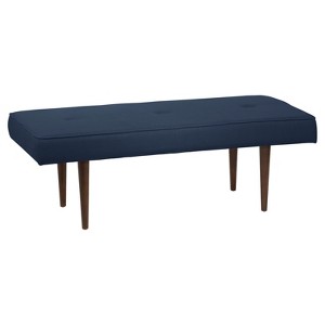 Eleanor Upholstered Tufted Bench - Navy Linen - Skyline Furniture , Blue