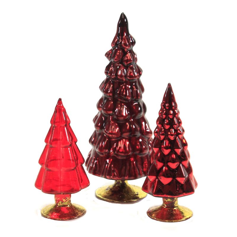 Cody Foster 7.0 Inch Small Hued Trees Set / 3 Christmas Decorate Decor Mantle Tree Sculptures, 1 of 4